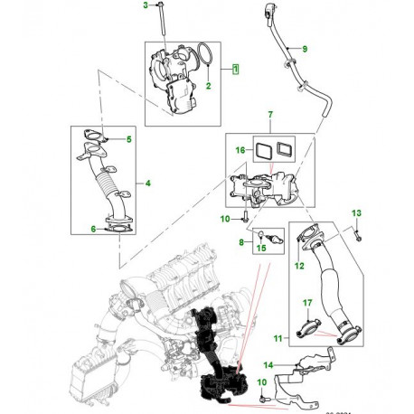 Jaguar soupape recyclage gaz echappement E-Pace (JDE39242)