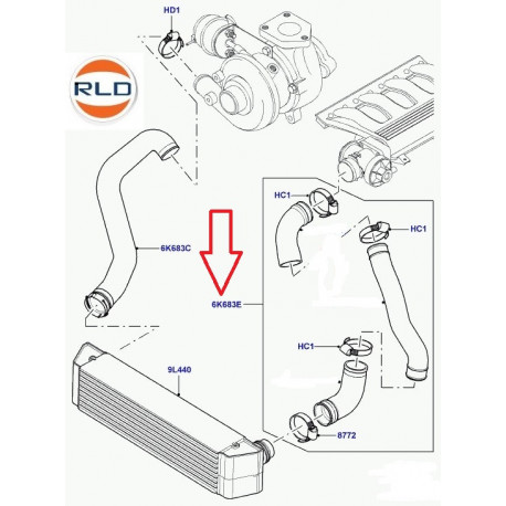 Land rover tuyau flexible d'air Range L322 (PNH000184)
