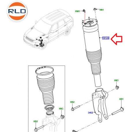 Land rover amortisseur avant droit (LR087082)