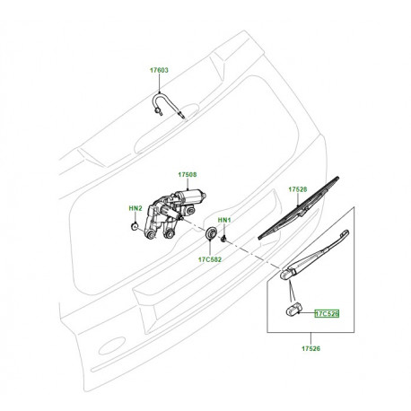 Land rover chapeau-porte-balai essui glace arrière (LR030634)