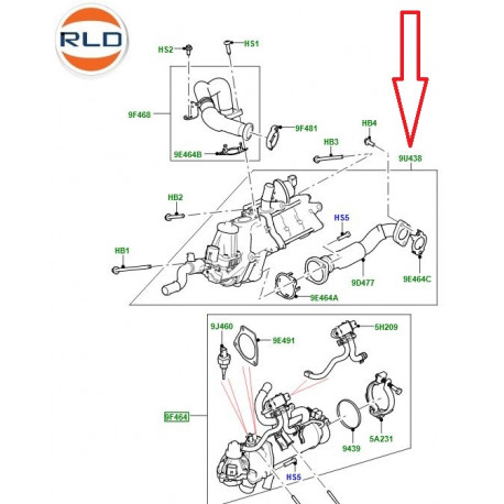 Land rover EGR DROITE Discovery 5,  Range L405,  Sport,  Velar L560 (LR063122)