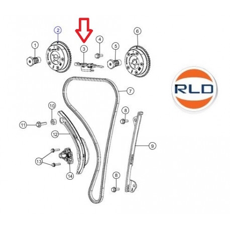 Mopar Guide chaine ditribution supérieur (05048150AB)