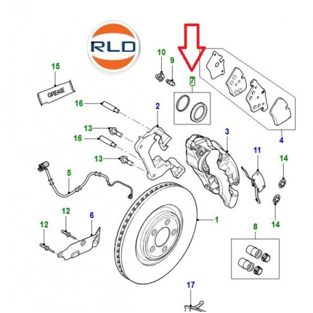 Jaguar kit d'entretien d'étrier de frein S-Type,  XF X250,  XF X250 Sportbrake,  XJ X351,  XJ6 X350,  XJ6 X358,  XJ8 X308,  XK,  XKR (C2C27274)