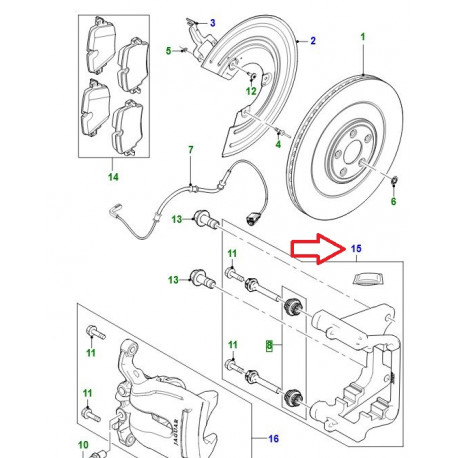 Jaguar support etrier arrière droite F-Type,  XJ X351 (C2D30778)