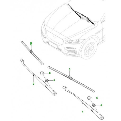 Jaguar balai d'essuie-glace avant passager E-Pace et F-Pace (T4A13720)