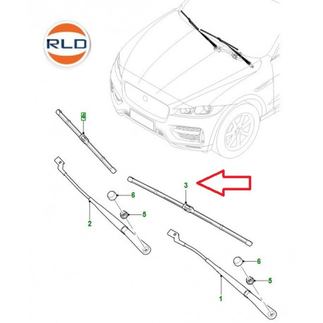 Jaguar balai d'essuie-glace avant conducteur E-Pace et F-Pace (T4A13719)