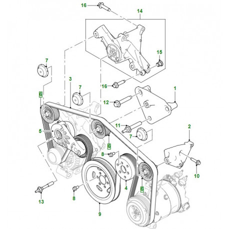 Land rover poulie renvoi-entrain. accessoires (LR071035)