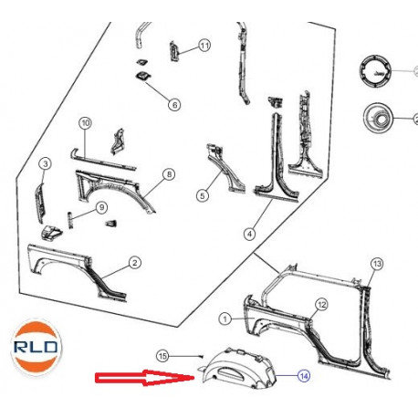 Mopar pare boue arriere gauche (55157127AK)