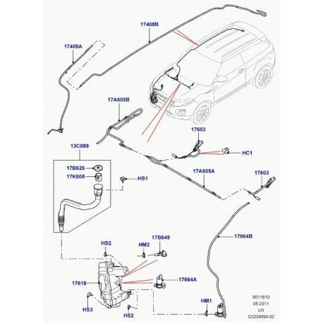 Land rover reservoir a eau-lave-glace Evoque (LR025755)