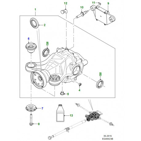 Jaguar joint d'huile d'arbre de sortie F-Pace,  XE (T2H13849)