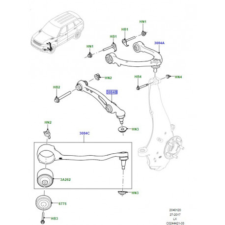 Land rover BRAS DE SUSPENSION AV INFERIEUR DROIT ARRIERE (LR171072)