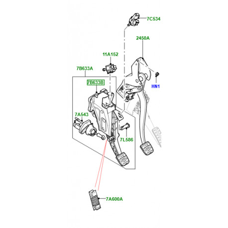 Land rover pedale de debrayage Evoque (LR027634)