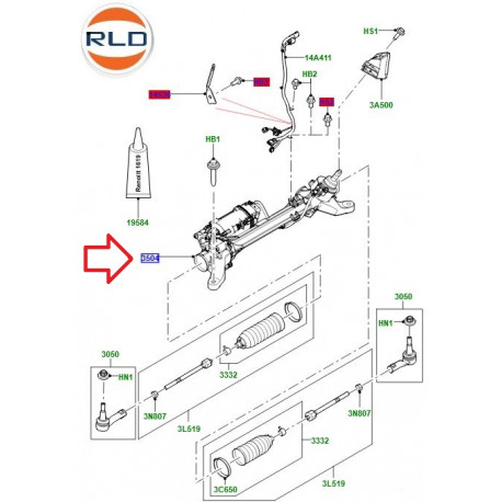 Land rover Cremaillere de direction refaite à neuf (LR159384)