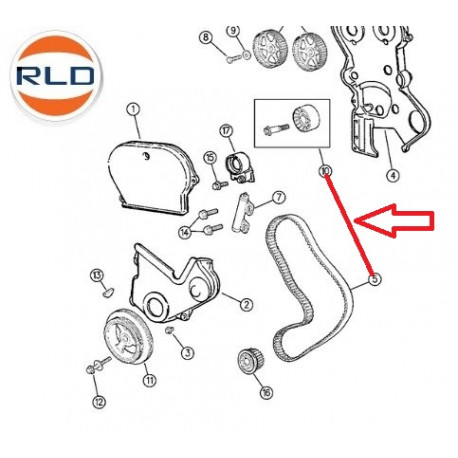 Mopar kit courroie galet  distribution 03/96 Voyager GS,  RG (05083726AB)