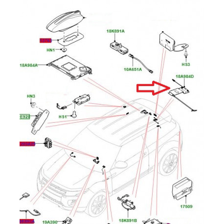 Land rover antenne Diffusion Audio Analogique, Sans récepteur TV (LR075161)