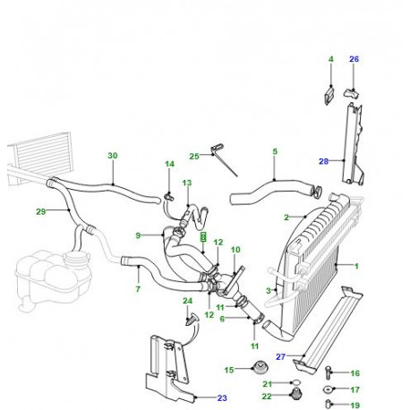 Land rover tuyau flexible superieur Range P38 (PEH101510)