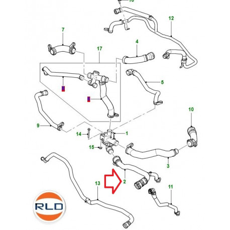 Jaguar durite inférieure XF X250,  X250 Sportbrake et XJ X351 (C2Z11141)