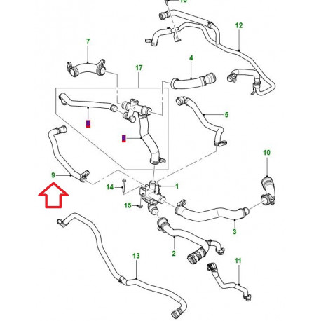 Jaguar durite de retour de chauffage XJ X351 (C2D5797)