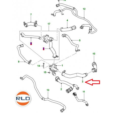 Jaguar durite inférieure XF X250 et XJ X351 (C2Z11144)