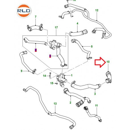 Jaguar durite d'alimentation de chauffage XJ X351 (C2D6345)