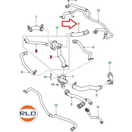 Jaguar durite supérieure de radiateur XJ X351 (C2D6344)