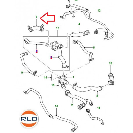 Jaguar durite supérieure de radiateur XF X250,  X250 Sportbrake et XJ X351 (C2D2250)