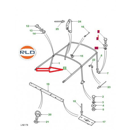 Land rover Barre connexion arceau capote (MTC4945)