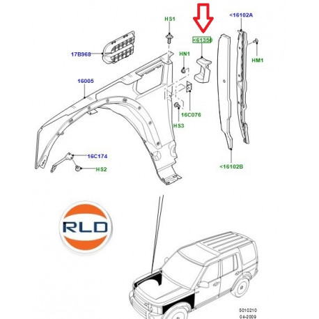 Land rover chapeau bague anti-bruit Discovery 3, Range Sport (LR019639)