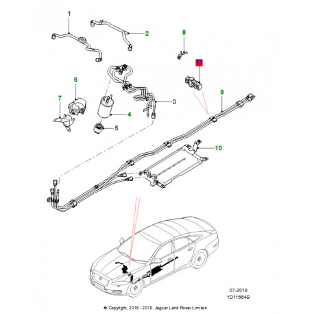Jaguar tuyau d'alimentation de carburant XJ X351 (C2D36527)