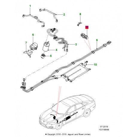 Jaguar tuyau d'alimentation de carburant XJ X351 (C2D18518)