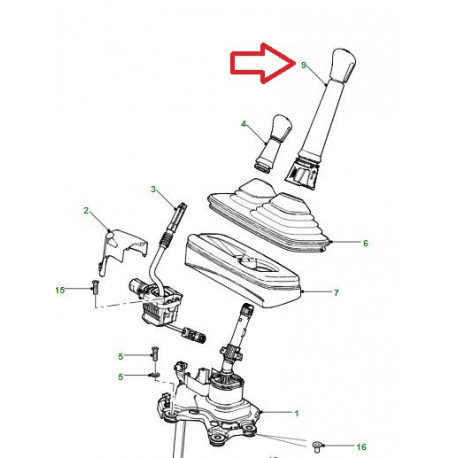 Land rover pommeau de levier de vitesses Defender 90, 110, 130 (UKJ500100PMAB)