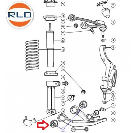 Mopar silentbloc triangle inférieur (52088649)