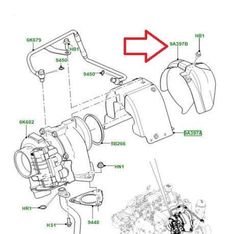 Land rover bouclier thermique-turbocompresseur (LR071807)