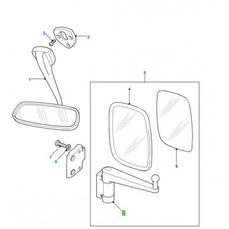 Land rover bras retroviseur Defender 90, 110, 130 (MTC5083)
