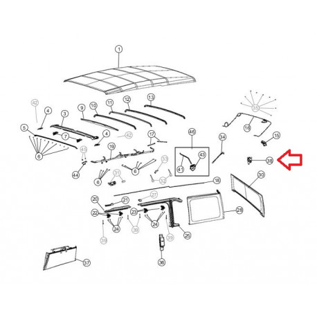 Mopar etrier gauche Soft Top (68251543AC)