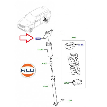 Land rover support amortisseur arriere droit (LR090667)