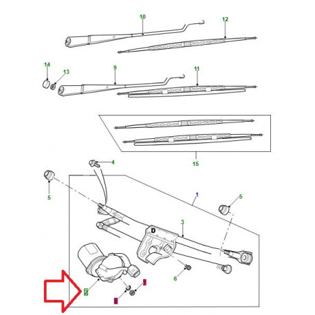 Land rover moteur d'essuie glace avant Freelander 1 (DLB101542)