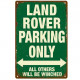 Plaque metallique LAND ROVER
