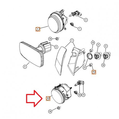 Mopar phare brouillard Compass MK49 (68140324AA)