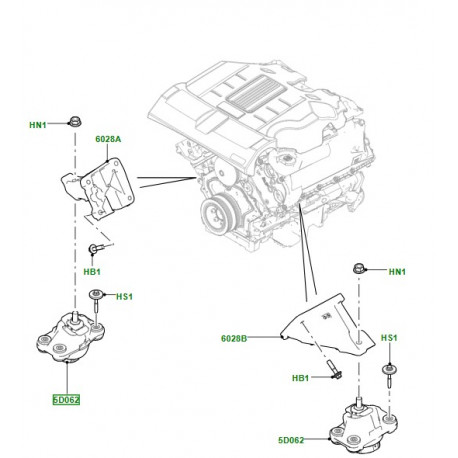 Land rover support suspension de moteur gauche ou droit Range L405,  Sport (LR105970)