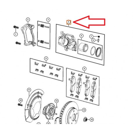 Mopar Etrier de frein avant gauche JK KK KA (68044862AA )