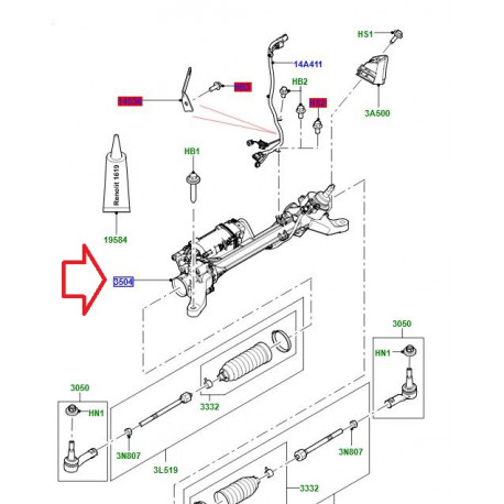 Land rover Cremaillere de direction (LR143418LR)
