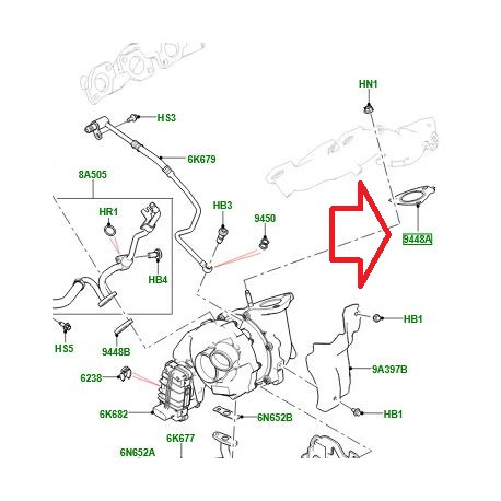 Land rover joint collecteur d'échappement Range Sport (LR084664)
