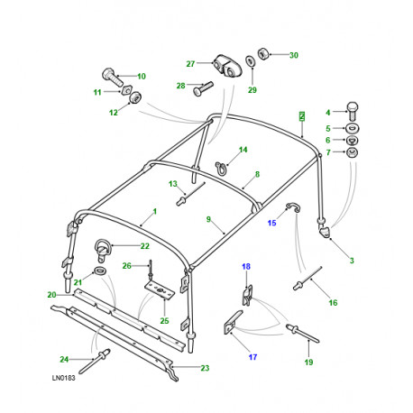 Land rover bequille-capot (330553)