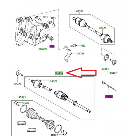 Land rover arbre de train avant Freelander 2 (LR062661LR)