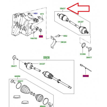 Land rover arbre de train avant Freelander 2 (LR062666LR)