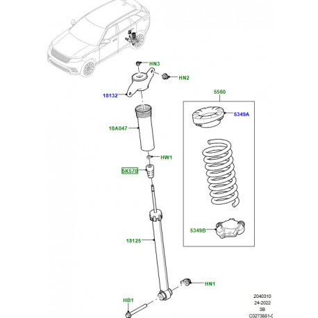 Land rover pare-chocs-amortisseur arriere (LR090668)