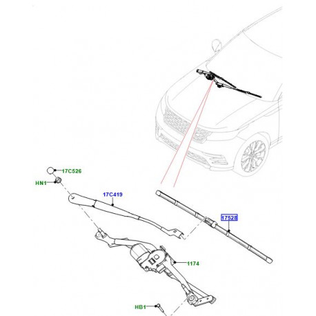 Land rover balai d'essuie-glace Velar L560 (LR093425)