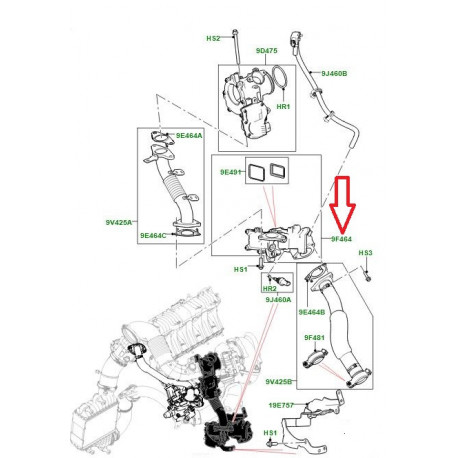 Land rover refroidisseur egr-recirc. gaz echapp. (LR073730)