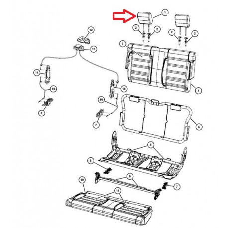 Mopar appuie-tete arriere JK (5MG851X9AA)